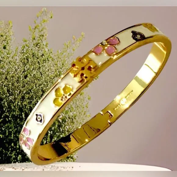 TORY BURCH MULTICOLORED FLOWERS LACQUERED BRACELET - Picture 4 of 4